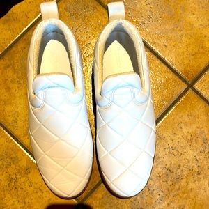 Bottega Veneta Quilted Embossed White Lambskin Slip on Loafers